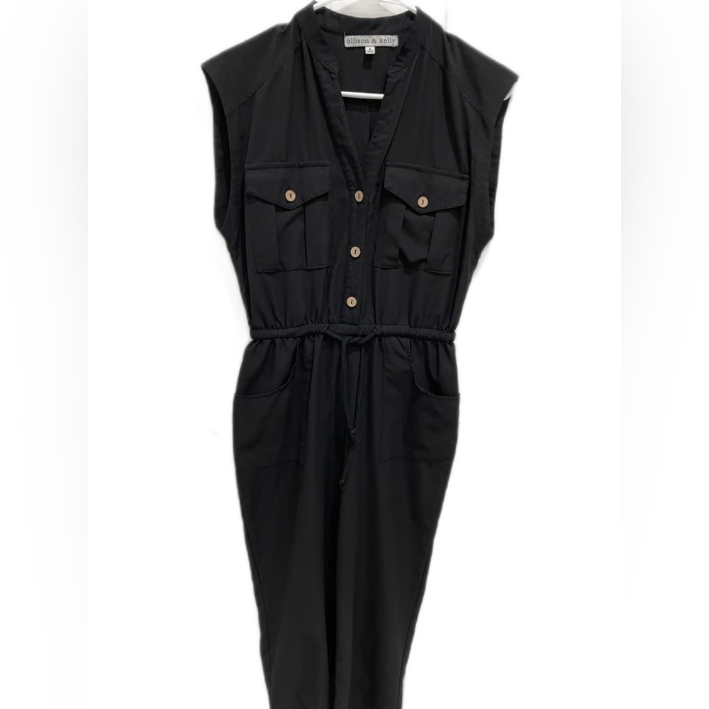 ALLISON AND KELLY BLACK AND TAN JUMPSUIT